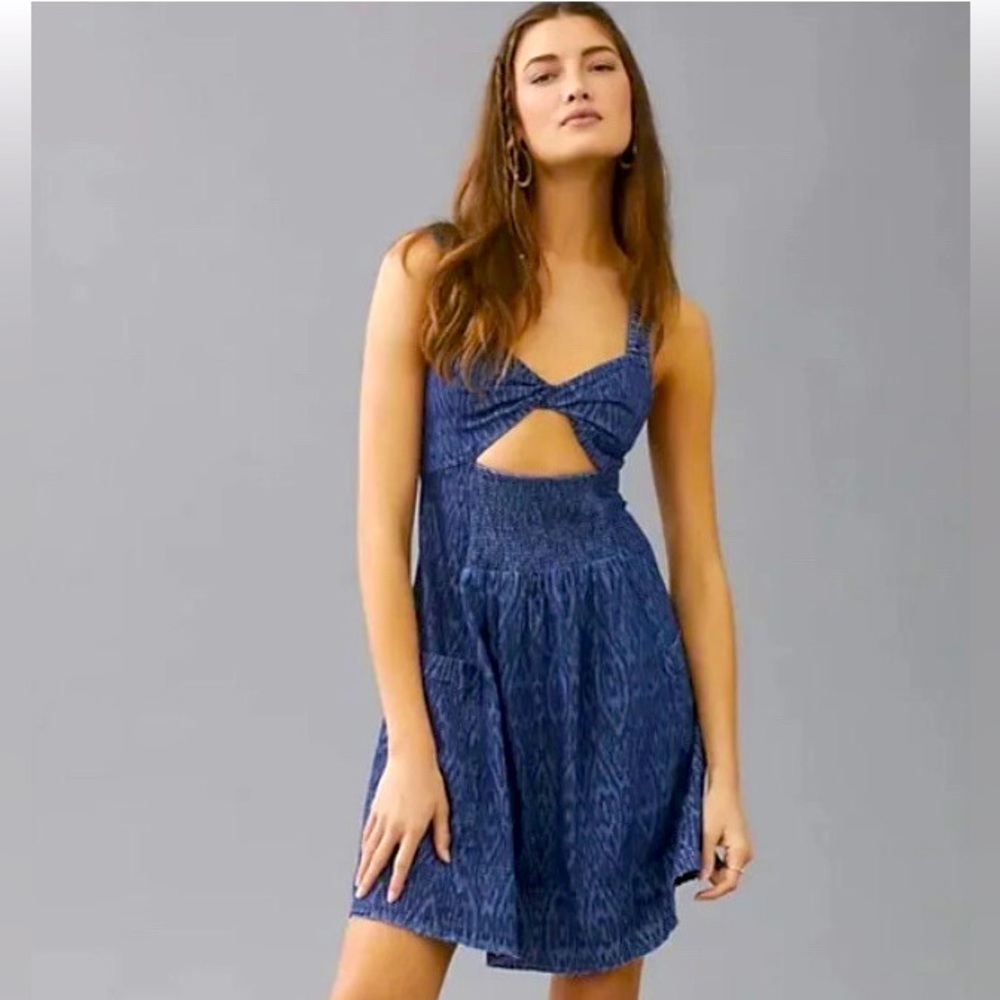 ANTHROPOLOGIE NWT 🏷️ Pilcro Ikat Denim Summer Mini Fit & Flare Dress 👗 Size S